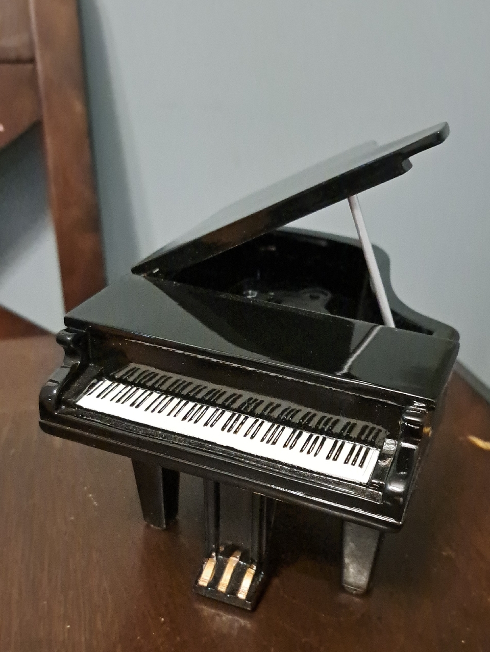 Vintage Black Mini Grand Piano Decorative Music Box